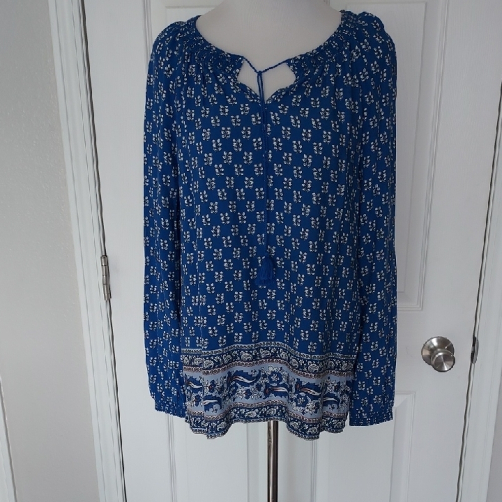 beachlunchlounge Blue Tie Front Blouse